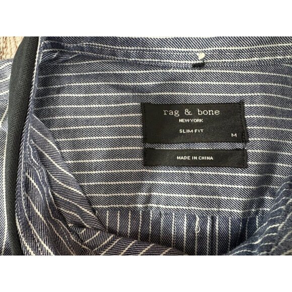 Rag & Bone striped slim fit shirt size M color blue white NWOT - Picture 2 of 5